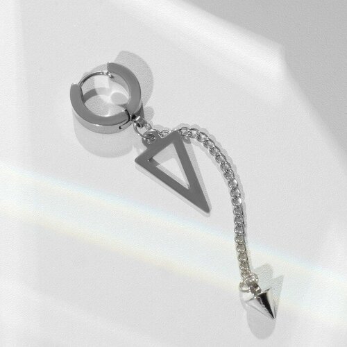 Серьги , серебряный пирсинг в ухо кольцо классик d 13мм цвет серебро