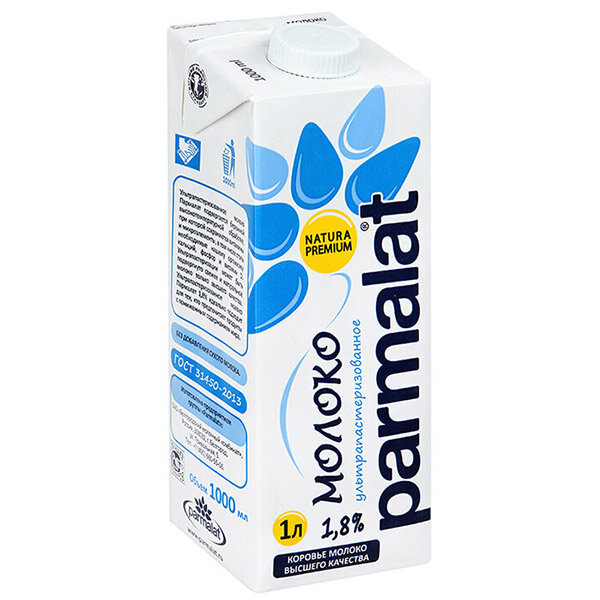 Молоко Parmalat ультрапастеризованное 1,8% 1 л бзмж