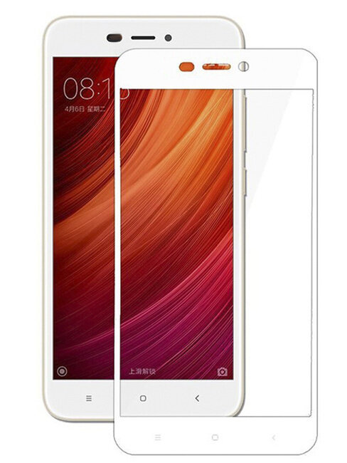Защитное стекло для телефона Xiaomi Redmi 4A / полноэкранное / белая рамка