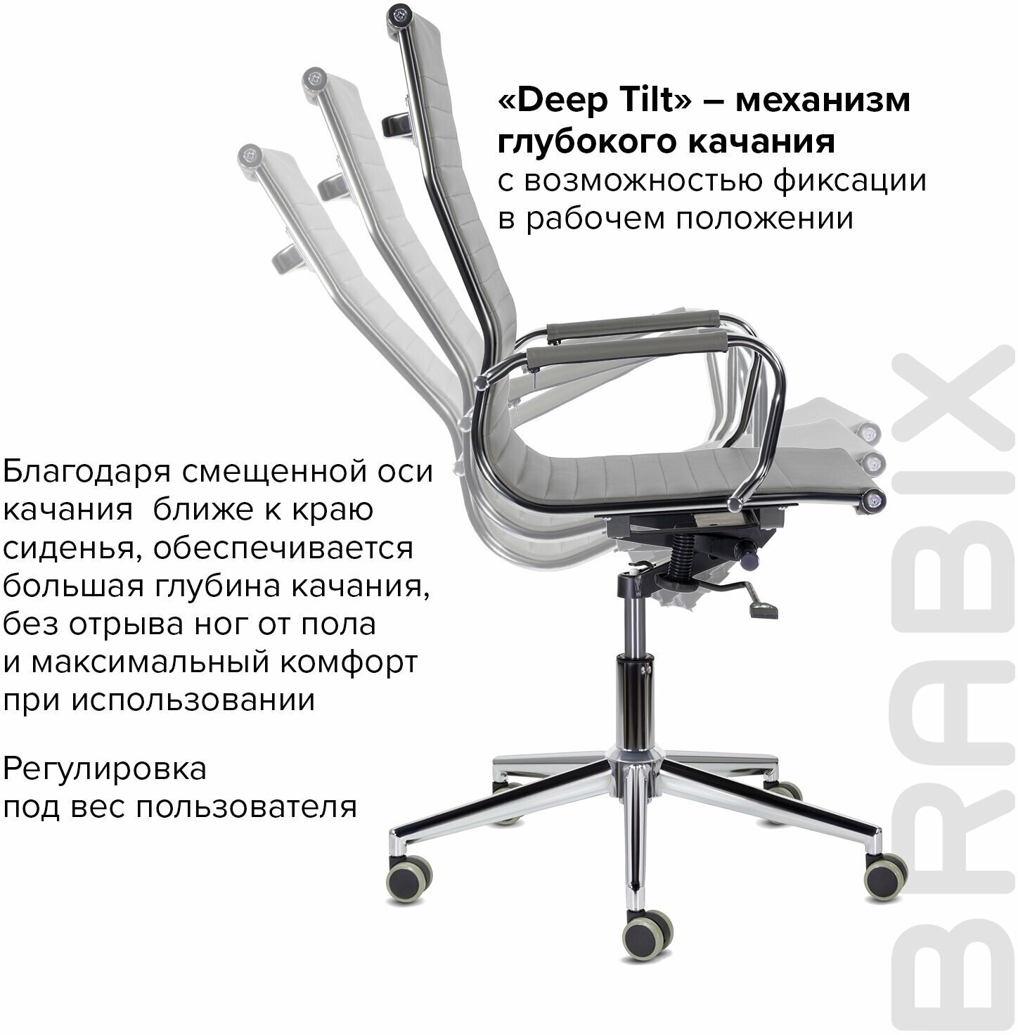 Кресло офисное BRABIX Premium Intense EX-531, экокожа, хром, темно-серое (532542) - фотография № 3