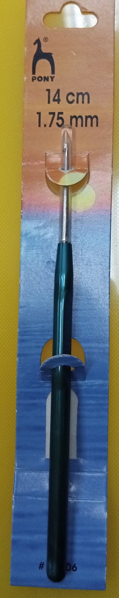 58906 Крючок вязальный 1,75мм*14см, сталь, с пластиковой ручкой PONY