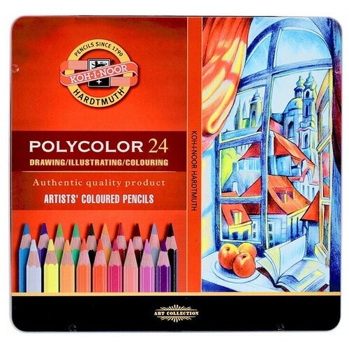 набор цветных карандашей rembrandt polycolor сине фиолетовые оттенки 6шт KOH-I-NOOR Карандаши цветные Polycolor, 24 цвета (3824024002PL), 24 шт.