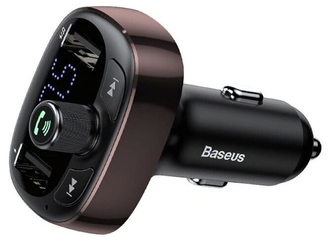 Автомобильное зарядное устройство с FM-трансмиттером 2xUSB Baseus T typed Bluetooth MP3 - Dark Coffee (CCALL-TM12)