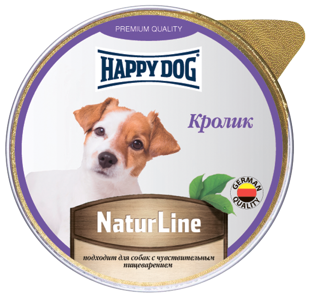 HAPPY DOG NATUR LINE для взрослых собак маленьких пород паштет с кроликом (125 гр х 10 шт)