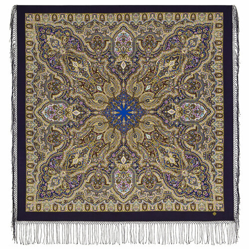 Платок Павловопосадская платочная мануфактура, 135х135 см, синий