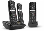 Радиотелефон DECT с автоответчиком и тремя трубками Gigaset AS690A TRIO RUS Black