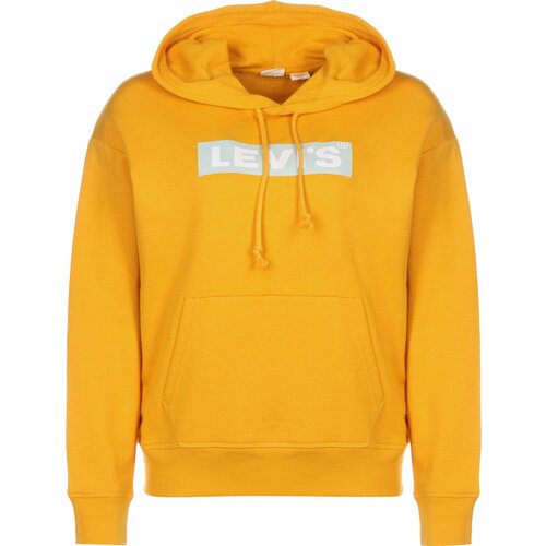 фото Худи levi's, силуэт свободный, средней длины, карманы, капюшон, карманы, размер m, желтый