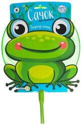 Funny toys Сачок детский, бамбуковая ручка 58 см, d=24 см «Лягушонок», цвета микс