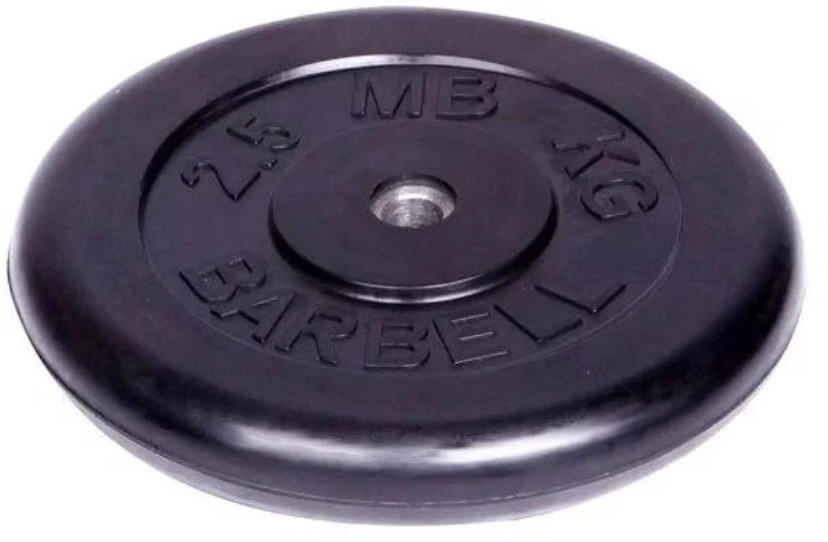 MB Barbell -Диск обрезиненный Стандарт d-26мм чёрный (2,5кг)