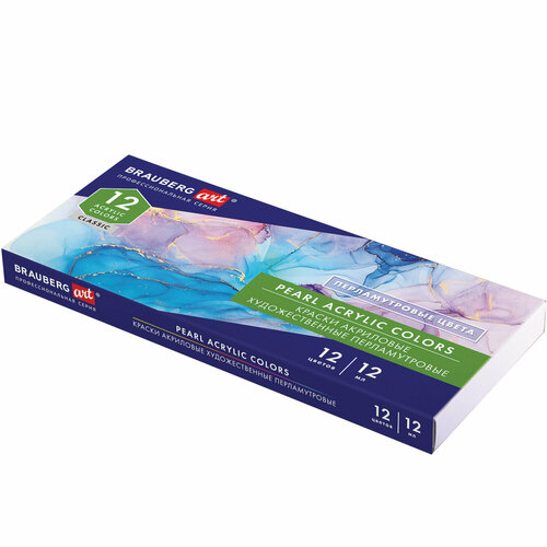 Упаковка 3 шт Краски акриловые художественные перламутровые набор 12 цветов в тубах по 12 мл BRAUBERG ART CLASSIC 192243 1947₽