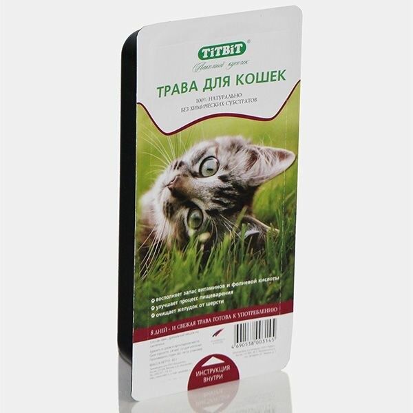 Трава для кошек овес в лотке, TiTBiT, 1 шт, 70гр. - фотография № 7