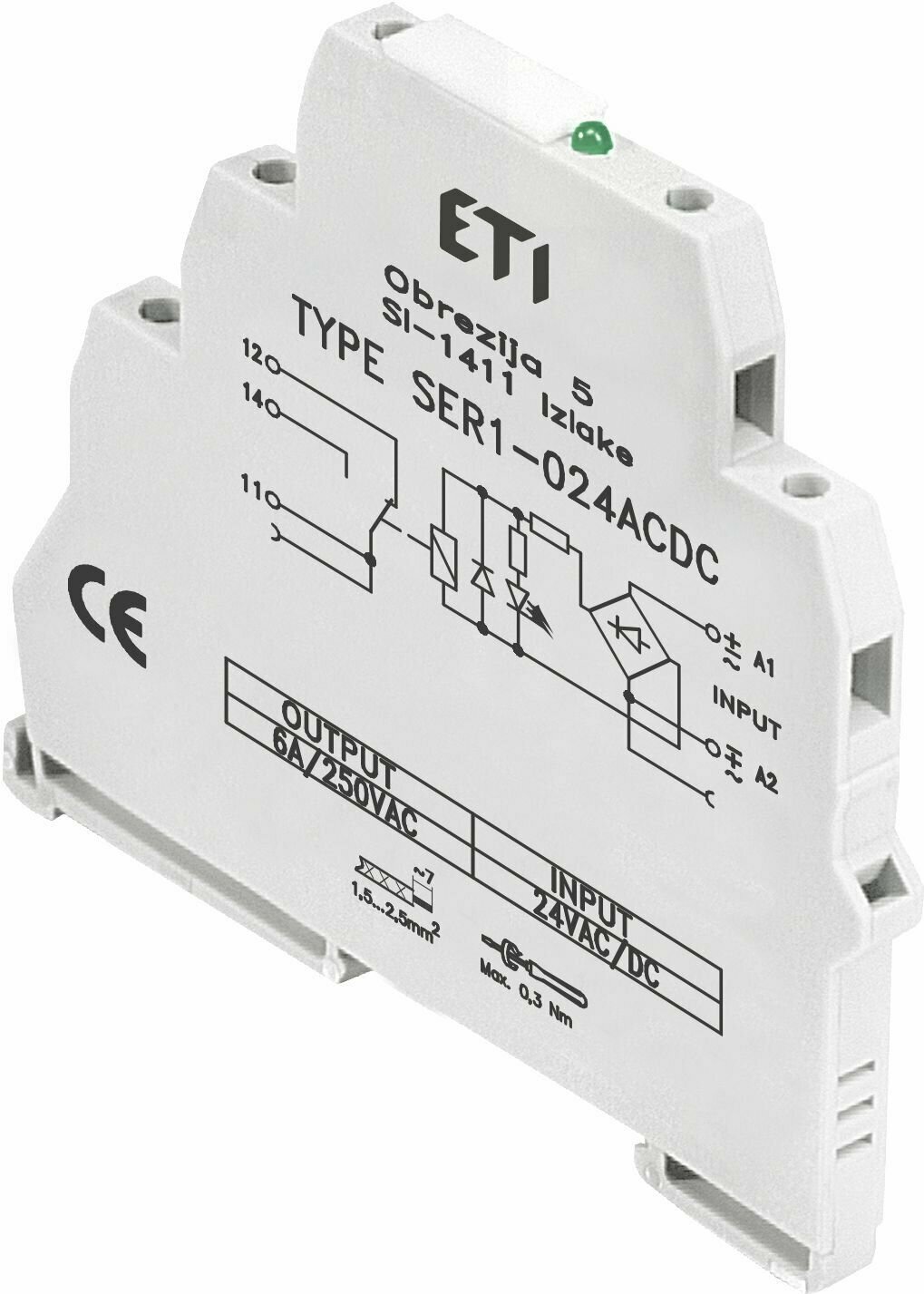 Реле интерфейсное SER1-230 ACDC (электромеханическое, 1CO, 6A AC1, 250V AC) ETI 002473053