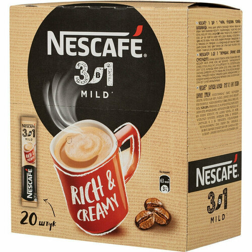 Кофе Nescafe 3 в 1 мягкий раств, шоу-бокс, 20штx14,5г