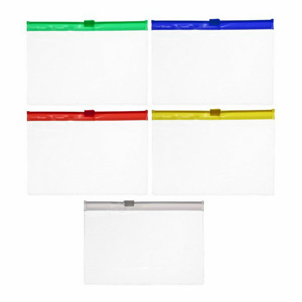 Набор Папка-конверт на молнии формат 5 штук, 5 цветов, А6, 120 мкр, прозрачная, молния 13 x 9см