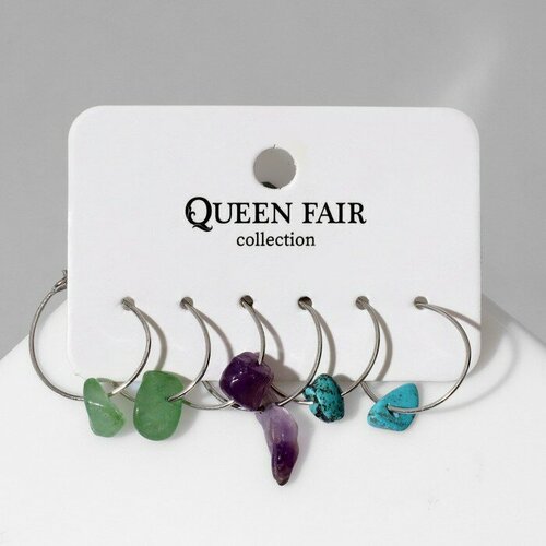 Серьги конго Queen Fair, мультиколор, серебряный серьги конго queen fair искусственный камень мультиколор серебряный