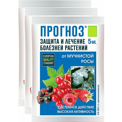 Средство от мучнистой росы Прогноз, 3 ампулы по 5 мл. Препарат для профилактики и лечения растений от бактериальных инфекций и грибков