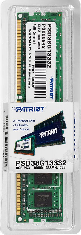 Память DDR3 8Gb 1333MHz Patriot PSD38G13332 RTL