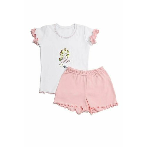 Пижама Камелия для девочек, шорты, футболка, размер 92-48, розовый