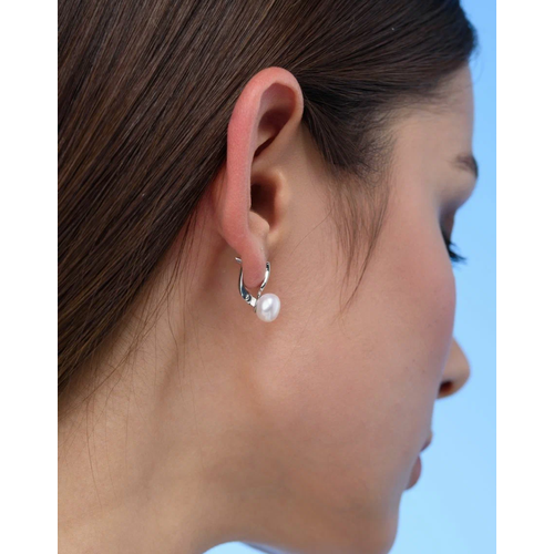 Серьги Argentum серебро 925 проба родирование жемчуг размер 10 мм длина 15 см серебристыйбелый 2325₽