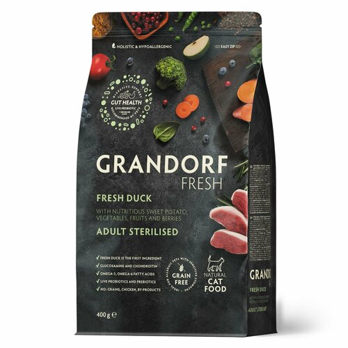 GRANDORF Fresh Cat STERILISED Duck&Sweet Potato (Свежее мясо утки с бататом для стерилизованных кошек) 2 кг