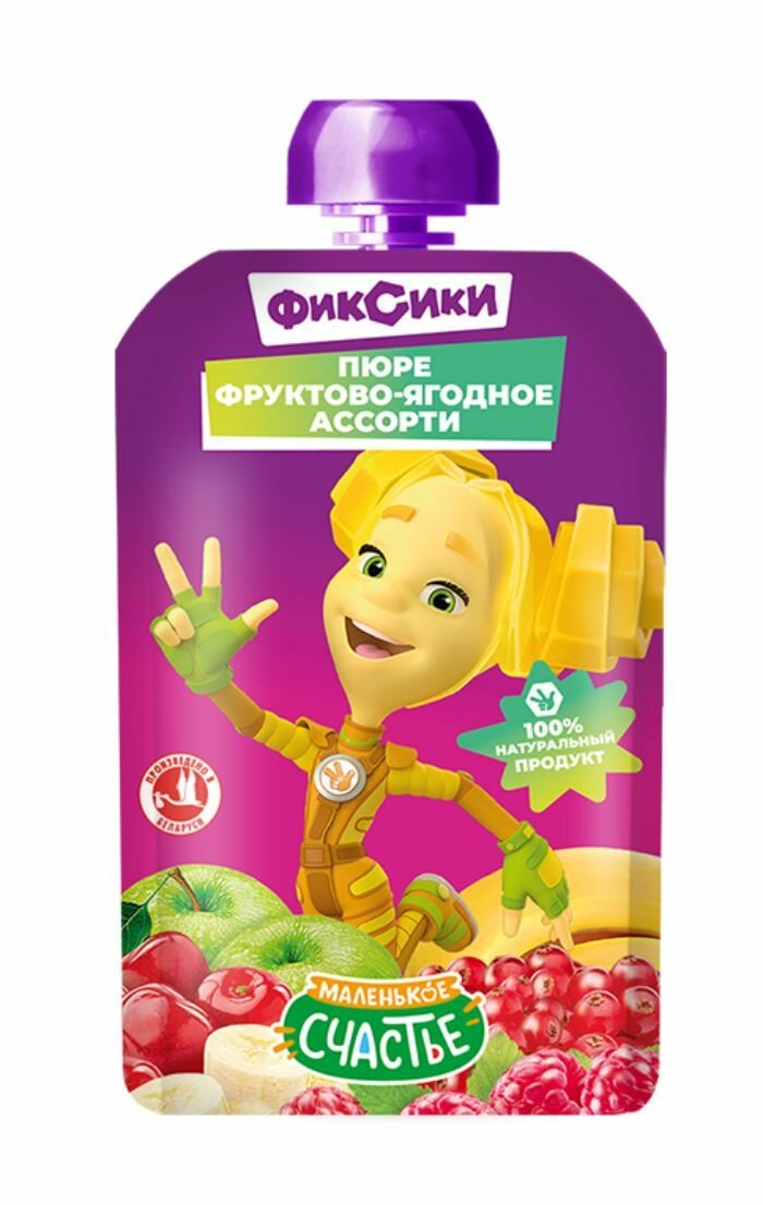 Фиксики Пюре Фруктово-Ягодное Ассорти { c 6 мес} (Гуалапак) 90г