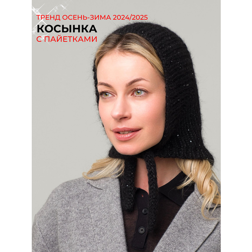 фото Косынка o'sofi из ангоры с микро пайетками и люрексом в черном цвете для девочек и женщин, размер 56/59, черный