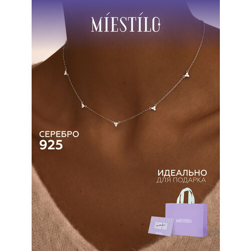 фото Колье miestilo, серебро, 925 проба, родирование, фианит, длина 40 см., серый, серебристый, белый