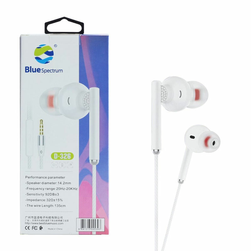 Высококачественный Наушники Blue Spectrum D-326 SUPER BASS с микрофоном 3.5 mm, Белый