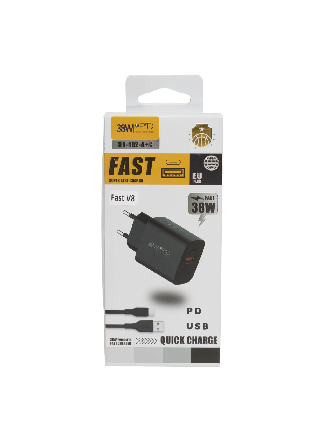 Зарядное устройство, кабель Type-C, с быстрой зарядкой 38w Charger Standart (V8)