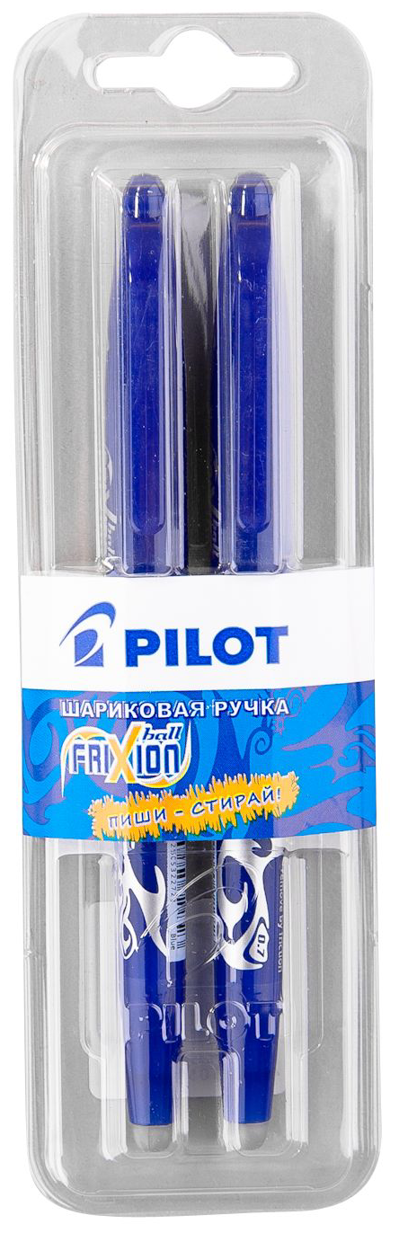 Ручки стираемые гелевые с грипом PILOT, набор 2 шт., "Frixion", синие, узел 0,7 мм, линия письма 0,35 мм, BL-FR-7