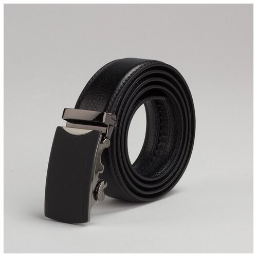 фото Ремень муж 06-01-03-03 ник, 3,5*115*0,3см, гладкий, пряжка автомат т-металл, черный 3526294 сима-ленд