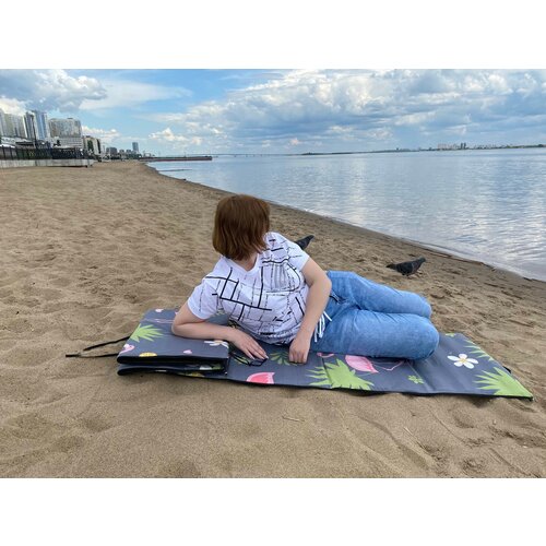 фото Пляжный коврик для гальки, песка "антипесок", двойной, трансформер, мягкий и теплый ( термопенка 10 мм) bogachi live