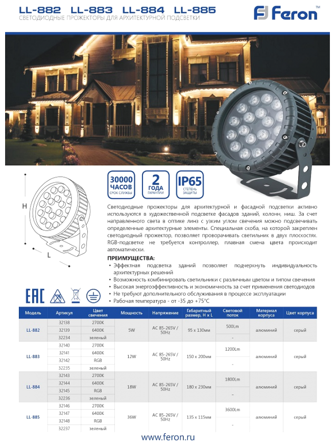 FERON LL-882 Светодиодный прожектор, D95xH130, IP65 5W 85-265V, зеленый 32234 - фотография № 2