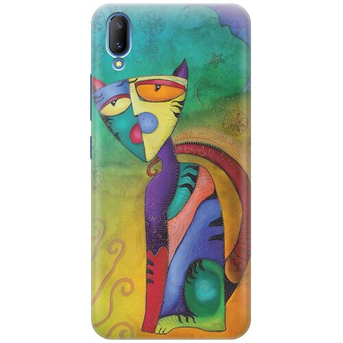 фото Re:paчехол - накладка artcolor для vivo v11 с принтом "разноцветный котик"
