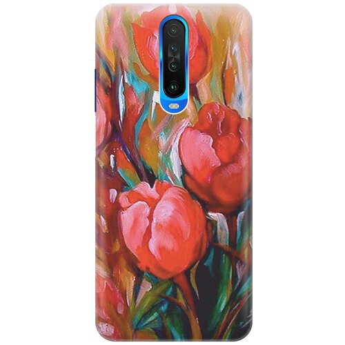 фото Cиликоновый чехол на xiaomi redmi k30 / сяоми редми к30 с принтом "тюльпаны" gosso