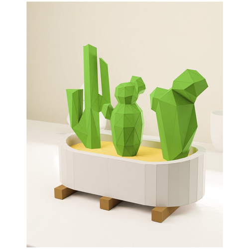 Купить Оригами Кактус Комплект - Лайт, 3D Конструктор для самостоятельной сборки OR27 , ДоброДаров
