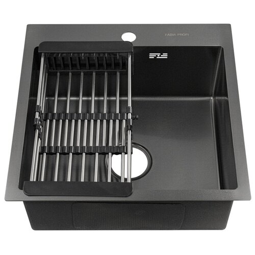 Мойка 50х50 см графит толщина 3,0 х 0,8/200 мм сифон с переливом + корзина, шт