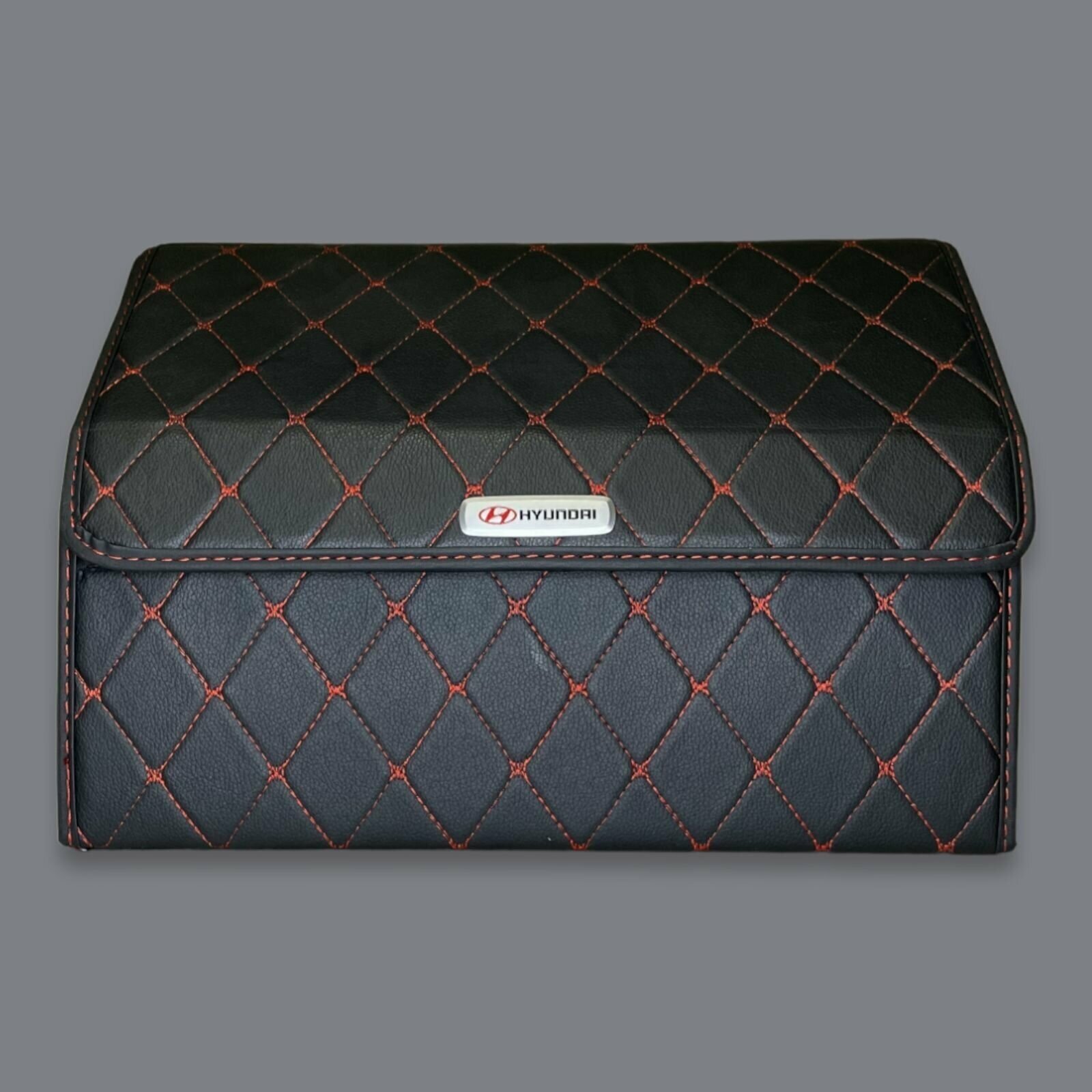 Органайзер в багажник Хендай / Hyundai / Кофр 40х30х30 сумка саквояж ящик черный с красной отстрочкой