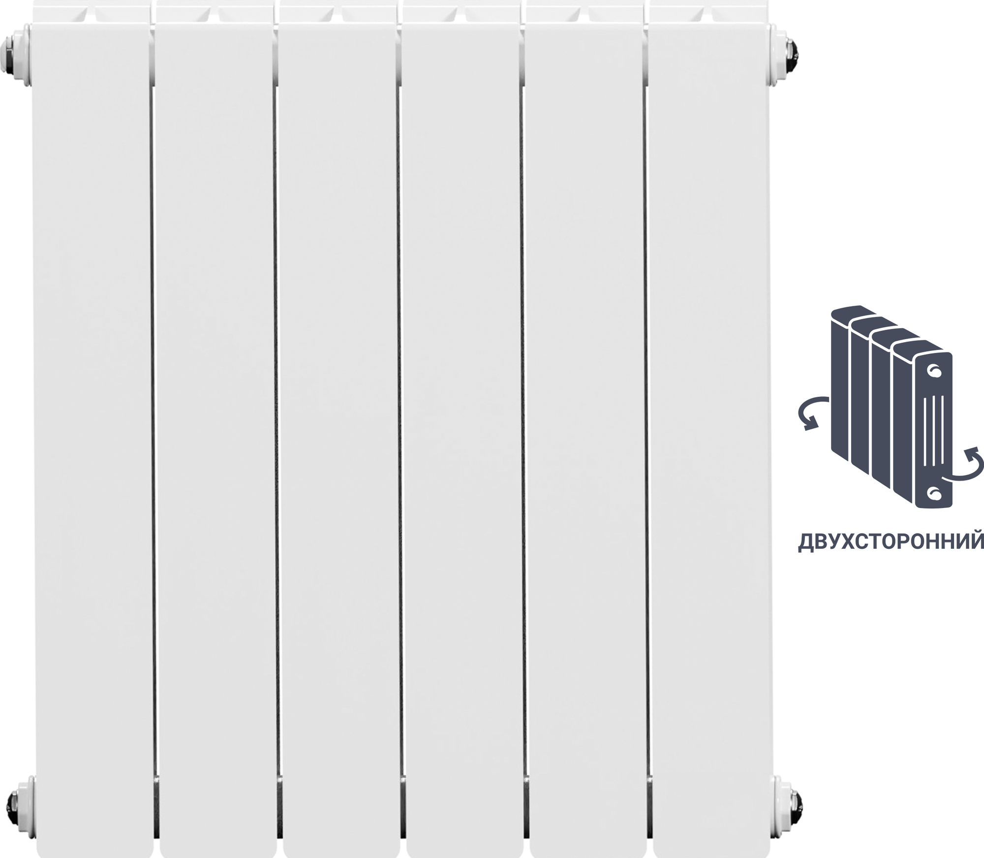 Радиатор Equation 500/90 6 секций двухсторонний биметалл белый боковое подключение