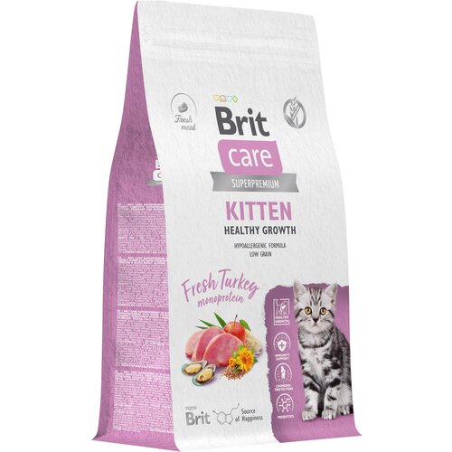 Сухой корм для котят Brit Care Cat Kitten Healthy Growth​​​, с индейкой 1,5 кг сухой корм brit care супер премиум с индейкой для котят беременных и кормящих кошек cat kitten healthy growth 0 4 кг