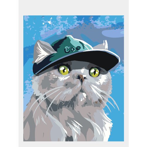 Картина по номерам Selfica Кот в кепке 50х40см.