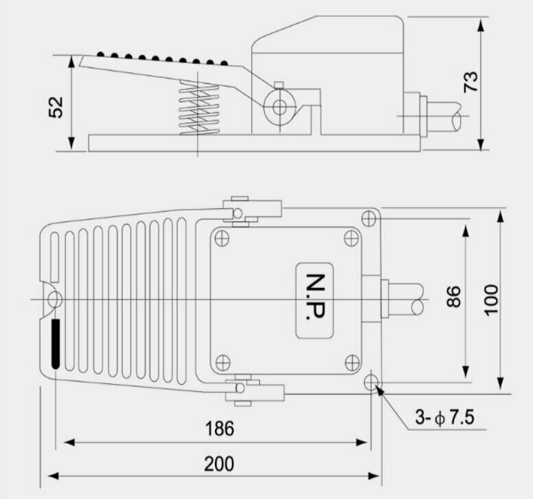 Кнопка-педаль TFS-402 220В 15А алюминиевый корпус - фотография № 9