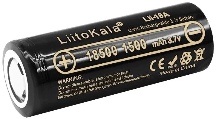 Аккумулятор Li-Ion 1500 мА·ч 3.7 В LiitoKala Lii-18A 18500 незащищенный