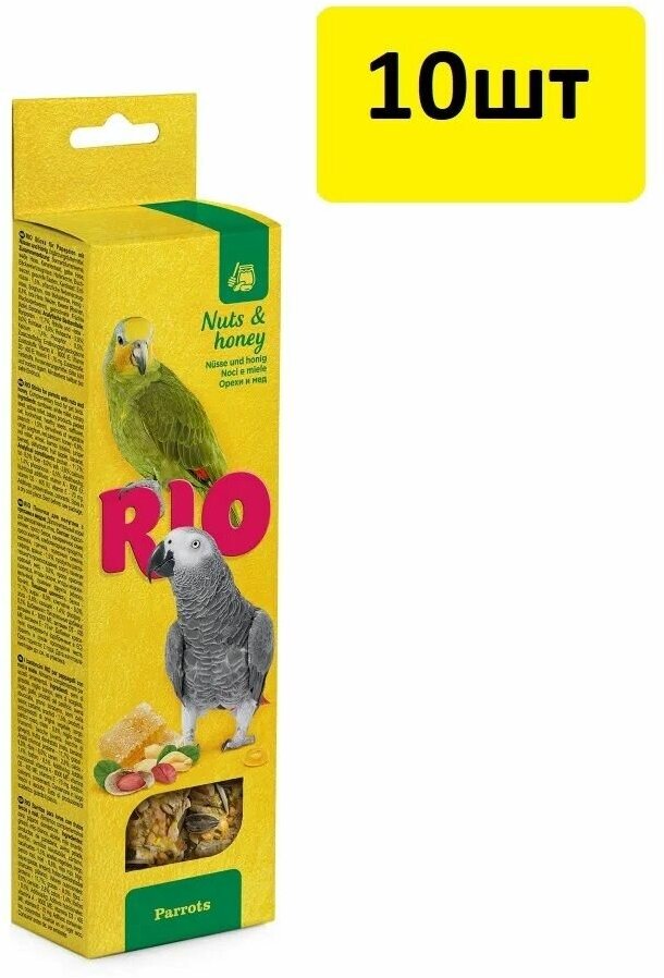 RIO Палочки для крупных попугаев с медом и орехами 2х90г х 10шт