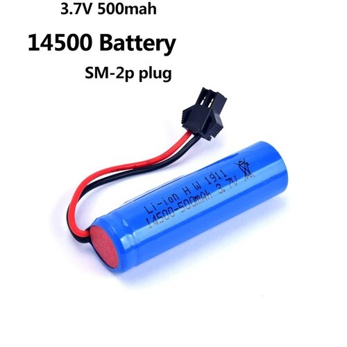 Аккумулятор Lj Li-ion 14500/500 mAh 3.7v батарейка с проводом 500mAh 3,7 вольт разъем SM-2P YP, SM 2Pin запчасти машинка перевертыш ZHENGGUANG