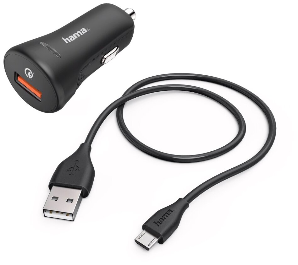 Комплект зарядного устройства HAMA H-178337, USB, microUSB, 3A, черный [00178337]