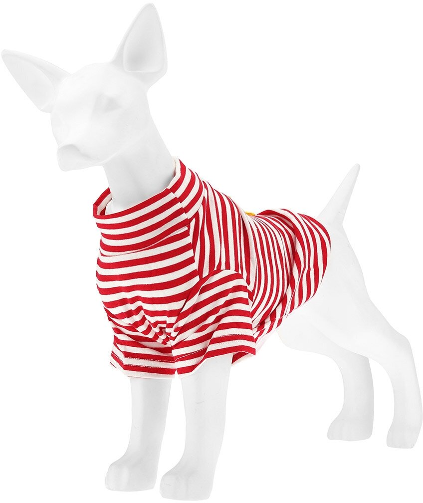 "Пэт тойс (Pet toys)" Одежда для собаки "Тельняшка" с принтом, р-р L, цвет-красно-белый, 100% полиэстер - фотография № 4