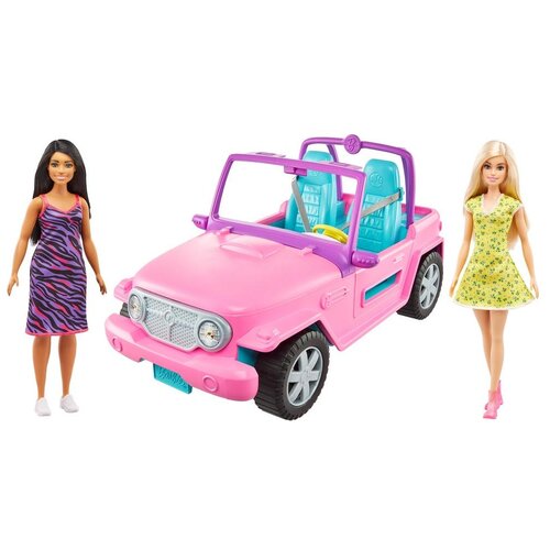 фото Игровой набор barbie с подругой в розовом джипе, gvk02