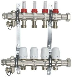 Коллектор для теплого пола в сборе с расходомерами 4 выхода