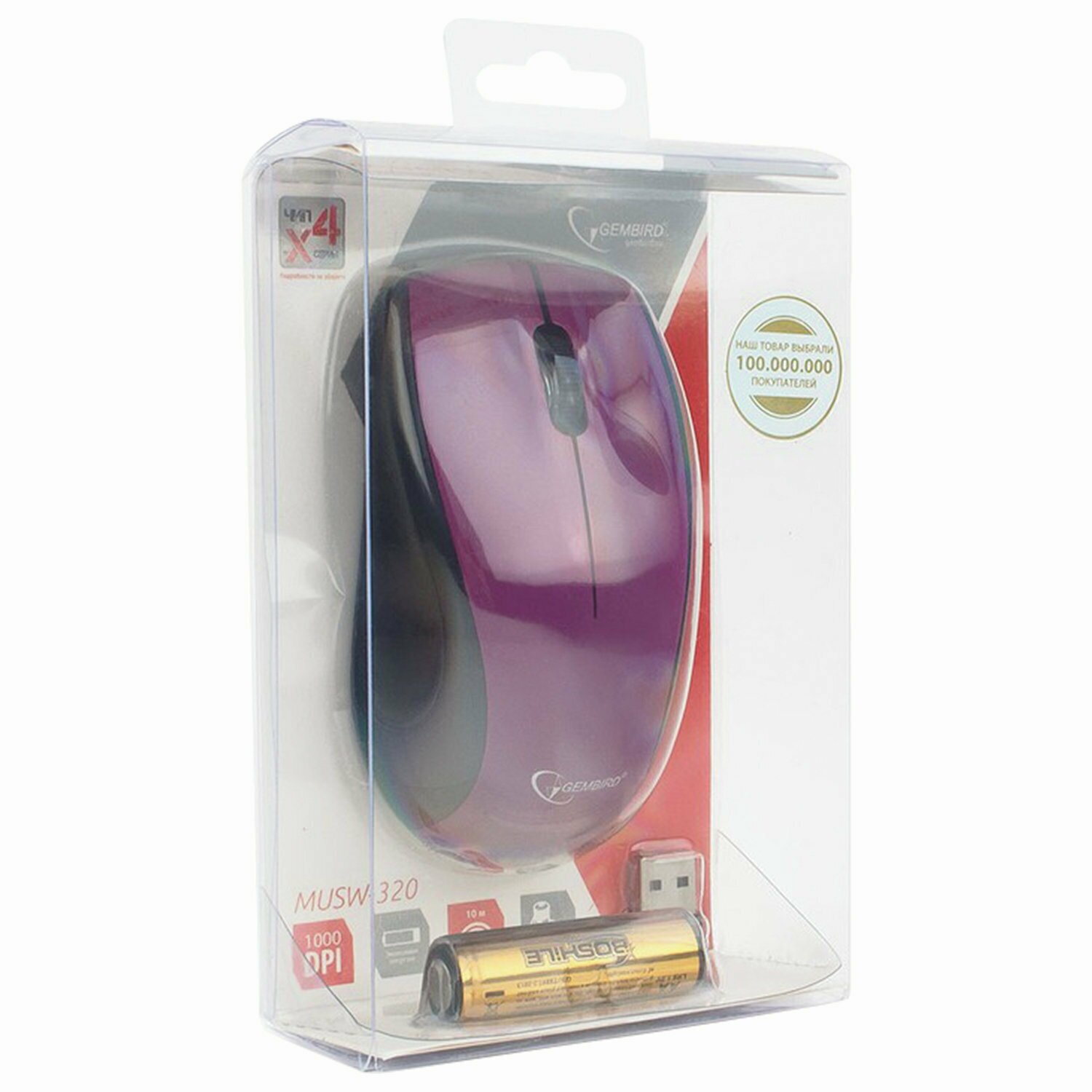 Беспроводная мышь Gembird MUSW-320-P Purple USB